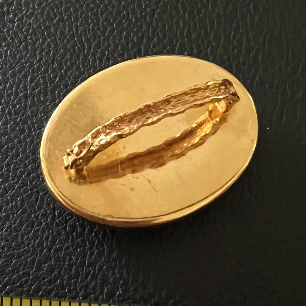 Scarf clip vintage pink and gold costume jewelry - Picture 4 of 10